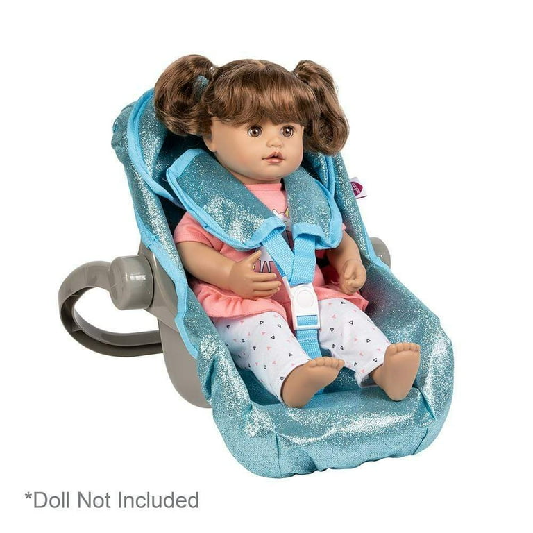 Adora Glam Sparkly Glittery Aqua Car Seat Carrier, Baby Doll Car