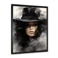 thumbnail image 2 of Designart "Woman with Hat Fashion in Black and White" Fashion Framed Wall Art - Glam Black Dior Bedroom Framed Canvas Wall Art, 2 of 6