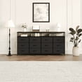 thumbnail image 1 of Centre de Divertissement de 63 Pouces avec 12 Tiroirs en Tissu, Commode Meuble Télé avec Étagères Ouvertes, Console Multimédia Moderne Commode, Cadre en Acier Robuste, Rayure Tigre/blanc/noir, 1 of 8