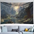 thumbnail image 5 of Tapiz del mundo de la fantasía, tapices del paisaje del lago del bosque de la montaña, tapiz de la cascada de la naturaleza del sol del desierto para el dormitorio cálido 60 × 80 pulgadas marrón, 5 of 5