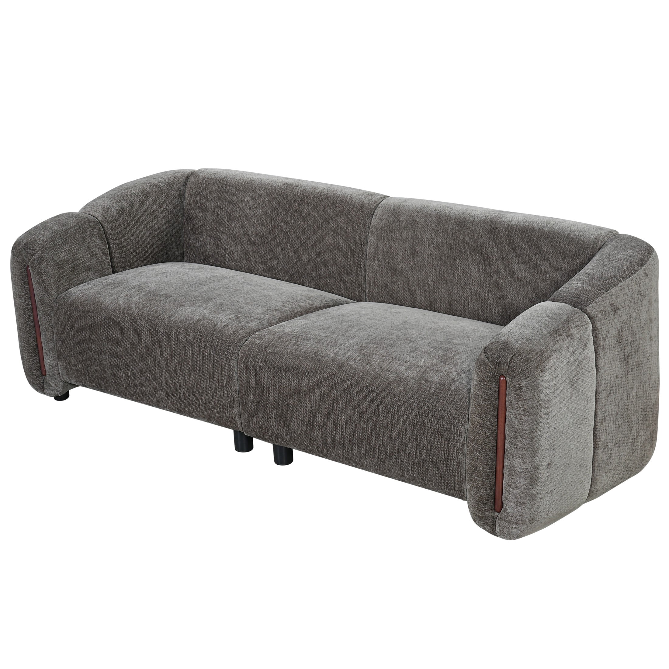 Christopher Knight Home 87.4" Modern Curved Upholstered 3-Seater Sofa with Wide Armrest, Espresso