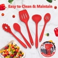 thumbnail image 2 of Walchoice 5 Pcs Silicone Cooking Utensils Set, Heat-Resistant Kitchen Utensils Set, Food-Grade Kitchen Tools, Soup Ladle, Slotted Spoon, Slotted Turner, Spoon, Pasta Server - Red, 2 of 7