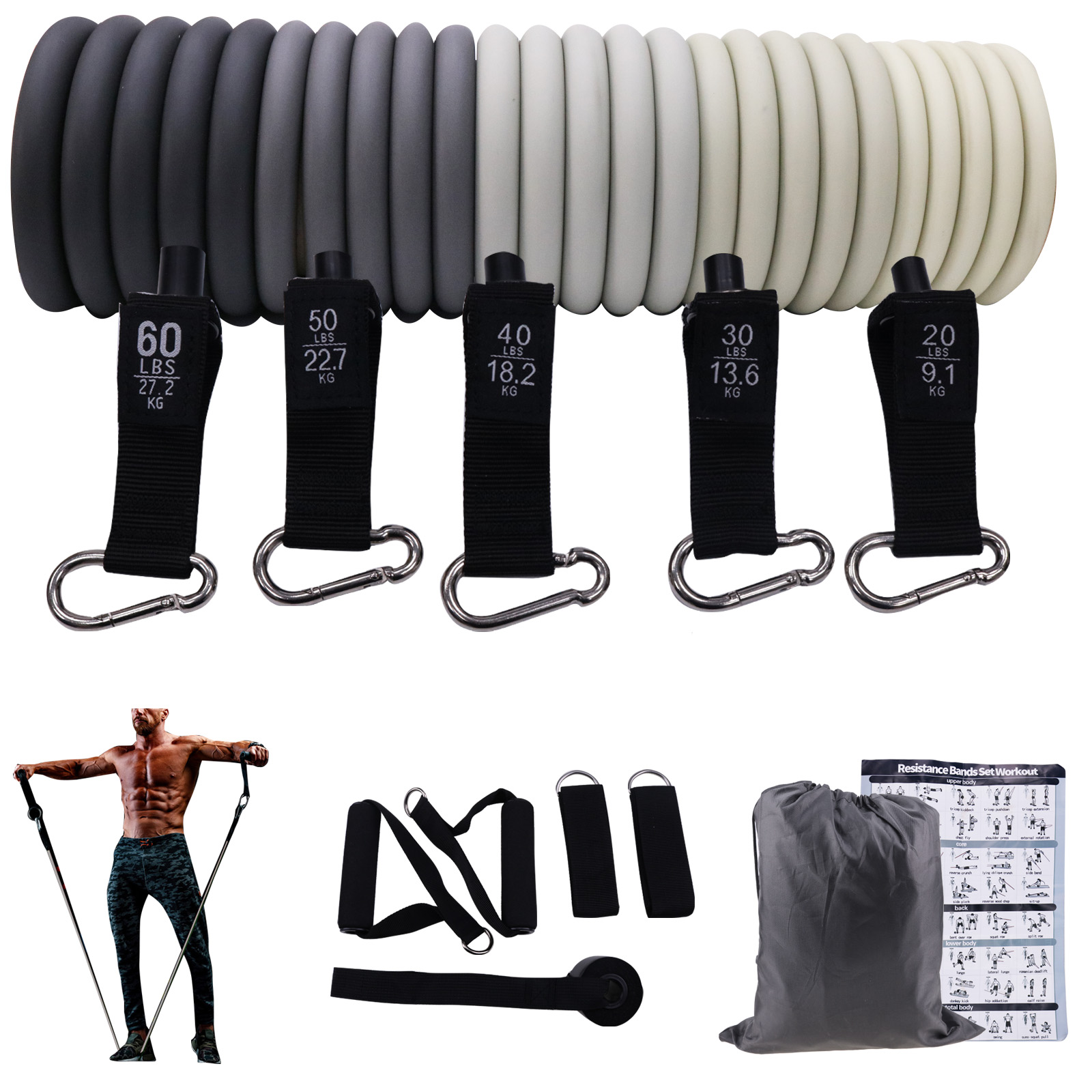 Heavy Resistance Bands 200 lbs, Weight Bands for Exercise with 2Handles