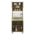thumbnail image 5 of Pantry Oak Double Door Cabinet - Ample Storage Available. Bottom For Extra Storage, Two Interior Shelves In Top, Shelf Spices, Open Area Microwaves & Mini Stoves, Drawer Utensils, Particle Board, 5 of 6