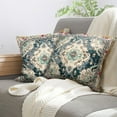 thumbnail image 5 of Boho Blue Throw Pillow Covers 20x20 inch Set of 2, Bohemian Carpet Double Sided Pattern Soft Plush Cushion Cover for Couch Sofa Bed Decorative, Only Pillowcase (No Insert), 5 of 6