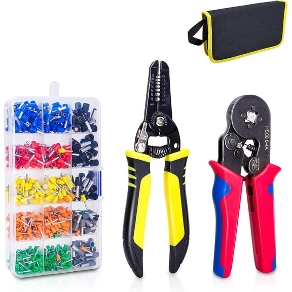 Ferrule Wire Terminal Block Crimping Tool Plier Tool Kit Set with 860 Ferrules, Crimping Tool & Wire Cutter