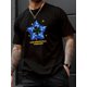 thumbnail image 1 of Fashion Star Print Men's Creative Top, Casual Short Sleeve Crew Neck T-shirt, Men's Clothing For Summer Outdoor, 1 of 4
