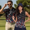 thumbnail image 2 of Jeiento 4Th of July His and Hers Matching Outfits Womens Sleeveless Golf Shirts Patriotic Star Golf Shirt for Men Moisture Wicking Golf Tops for Tennis Athletic Workout Running, Women's M, 2 of 7