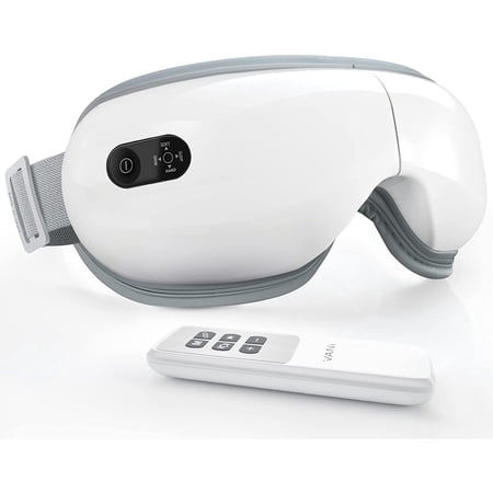 VANI Eye Massager with Heat, Mothers Day Birthday Gifts for Women, Rechargeable Eye Massager with Bluetooth & Music for Eye Strain Relief, Migraine Relief, Reduce Stye Eye, White