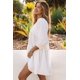 thumbnail image 2 of ABPHQTO Mini vestido de mujer blanco con cuello cuadrado y media manga alto bajo, 2 of 5