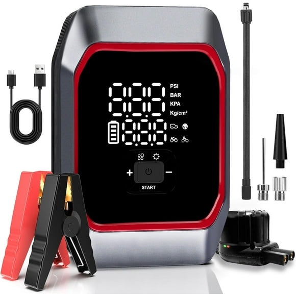 LAICAIW Jump Starter with Air Compressor, 2500A Portable Car Battery Jump Starter Battery Pack (8.5 Gas/8.0L Diesel Engine), UltraSafe 5" Touch Screen Jumper Starter Portable Jump Box with Emergency