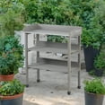 thumbnail image 4 of Outdoor Wooden Potting Bench Table with Metal Tabletop,3 Layers Outdoor Work Bench for Garden,Garage,Grey, 4 of 7