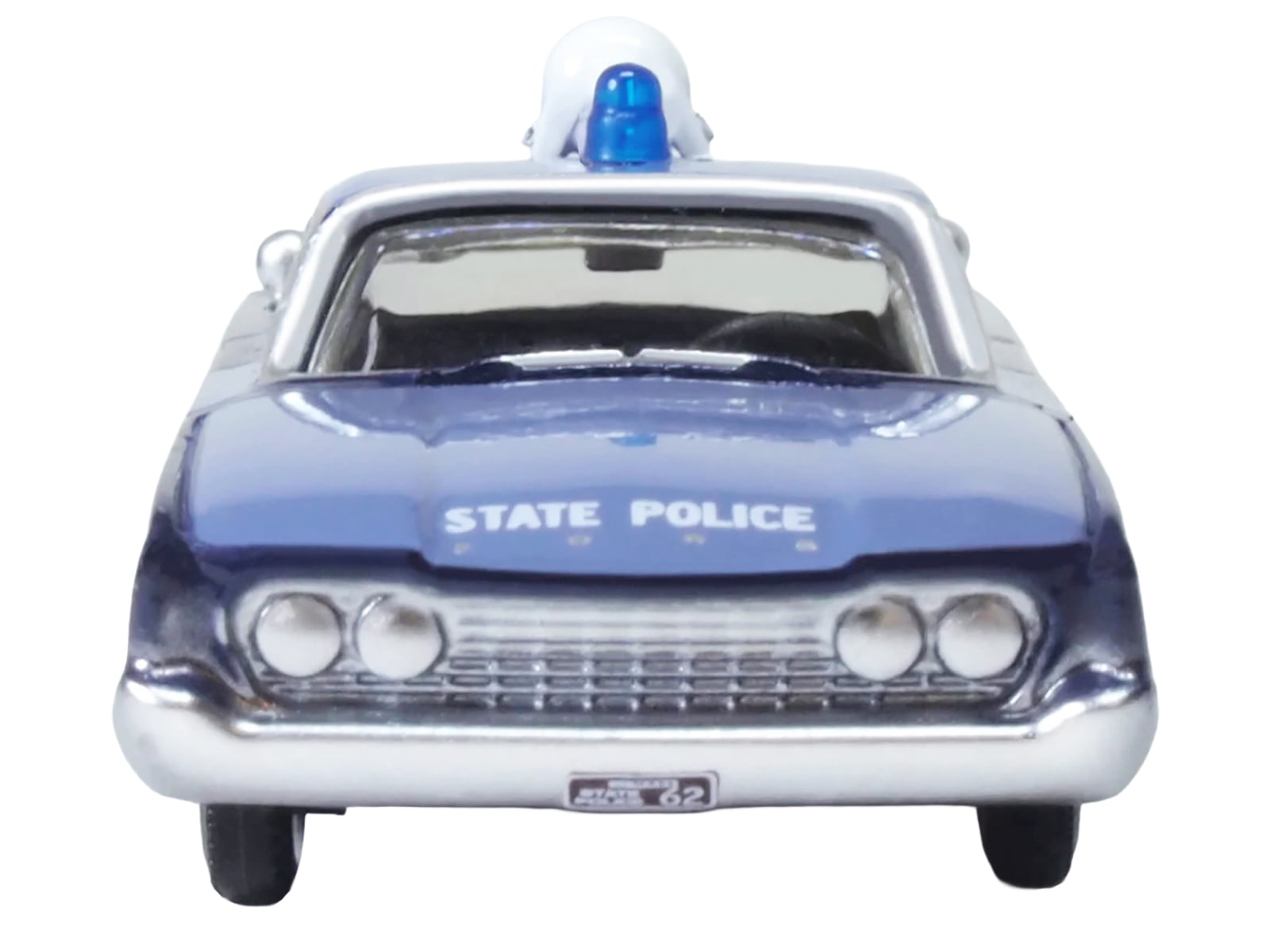 1960 Ford Fairlane Sedan Massachusetts State Police Radar Car Blue Two-Tone 1/87 (HO) Scale Diecast Model Car by Oxford Diecast