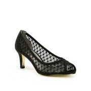 ADRIANNA PAPELL Womens Black Rhinestone Padded Jamie Peep Toe Kitten Heel Slip On Dress Pumps Shoes 12 M