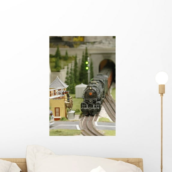 Model Train Wall Mural by Wallmonkeys Peel and Stick Graphic (18 in H x 12 in W) WM16894