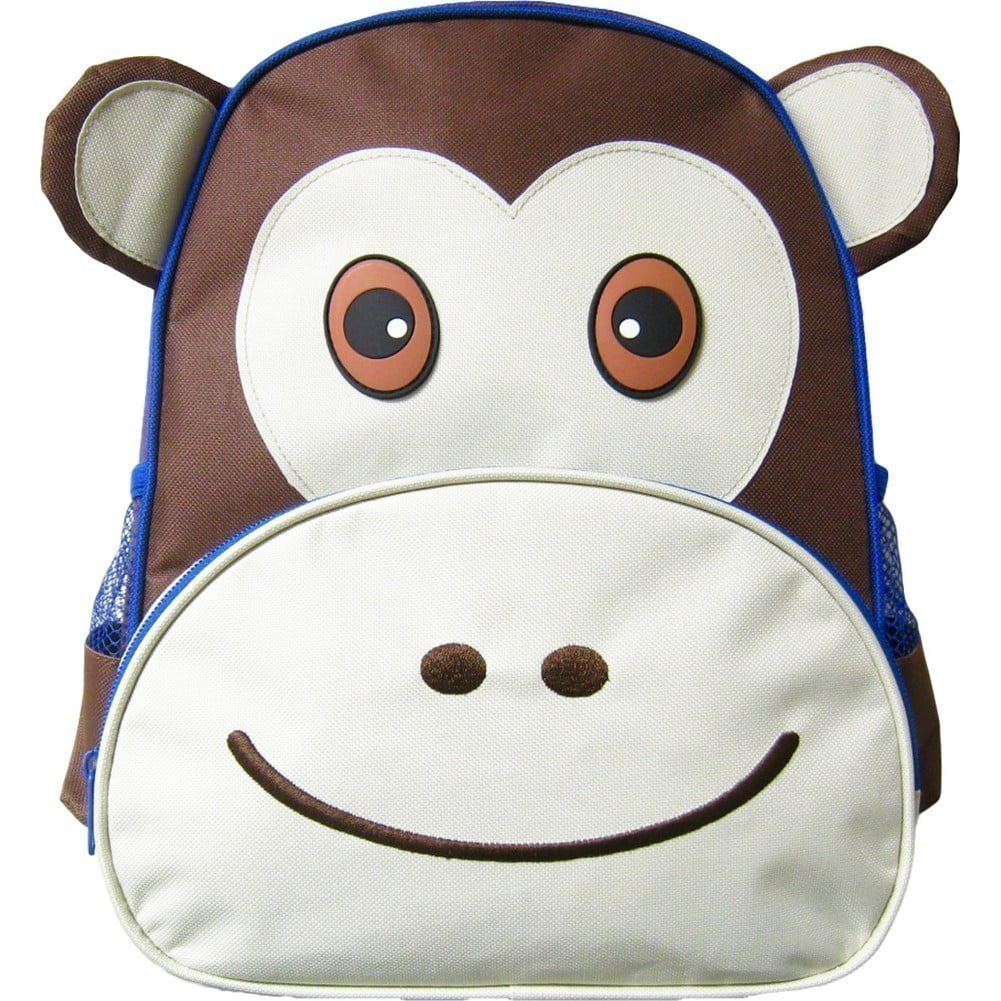 Kreative Kids Unisex Brown Monkey 3D Animal Side Mesh Pockets Backpack by Kreative Kids