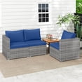 thumbnail image 6 of Costway 3PCS Patio Sectional Sofa Set, PE Rattan Modular Couch Furniture Set with Cushions Navy + Mix Gray, 6 of 10