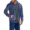 thumbnail image 3 of Zip Up Hoodies for Men - Stripe Purple Leopard Print Long Sleeve Comfrt Men'S Fashion Hoodies & Sweatshirts, Jackets for Men Hoodies Pullover Clothing Clothes with Pouch, 3 of 5