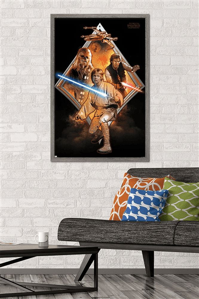 Star Wars: Original Trilogy - Heroes Badge Wall Poster, 22.375" x 34", Framed