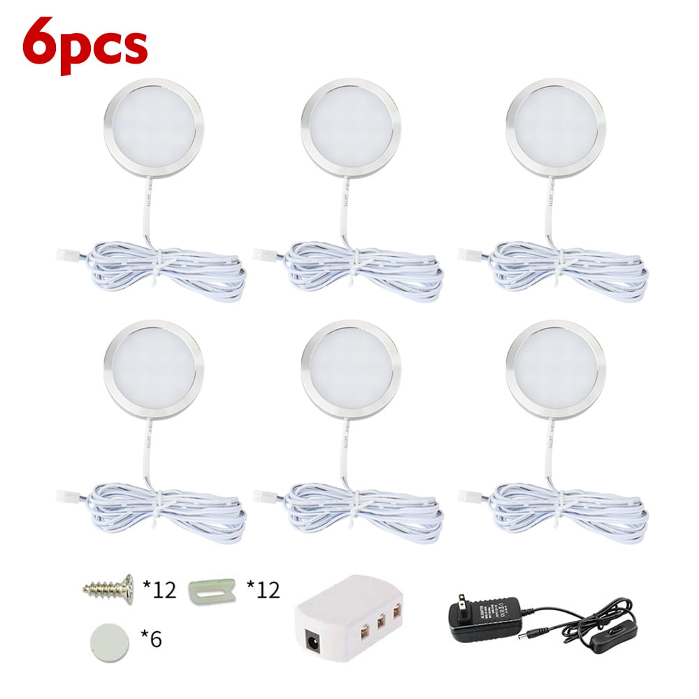 KKmoon 6 PCS Dimmable LED Under Cabinet Lighting Buses Ships Trucks Trailers Salons 1500 Lumen Indoor Light Bulb Adapters Night Lights for Campers Kitchens 