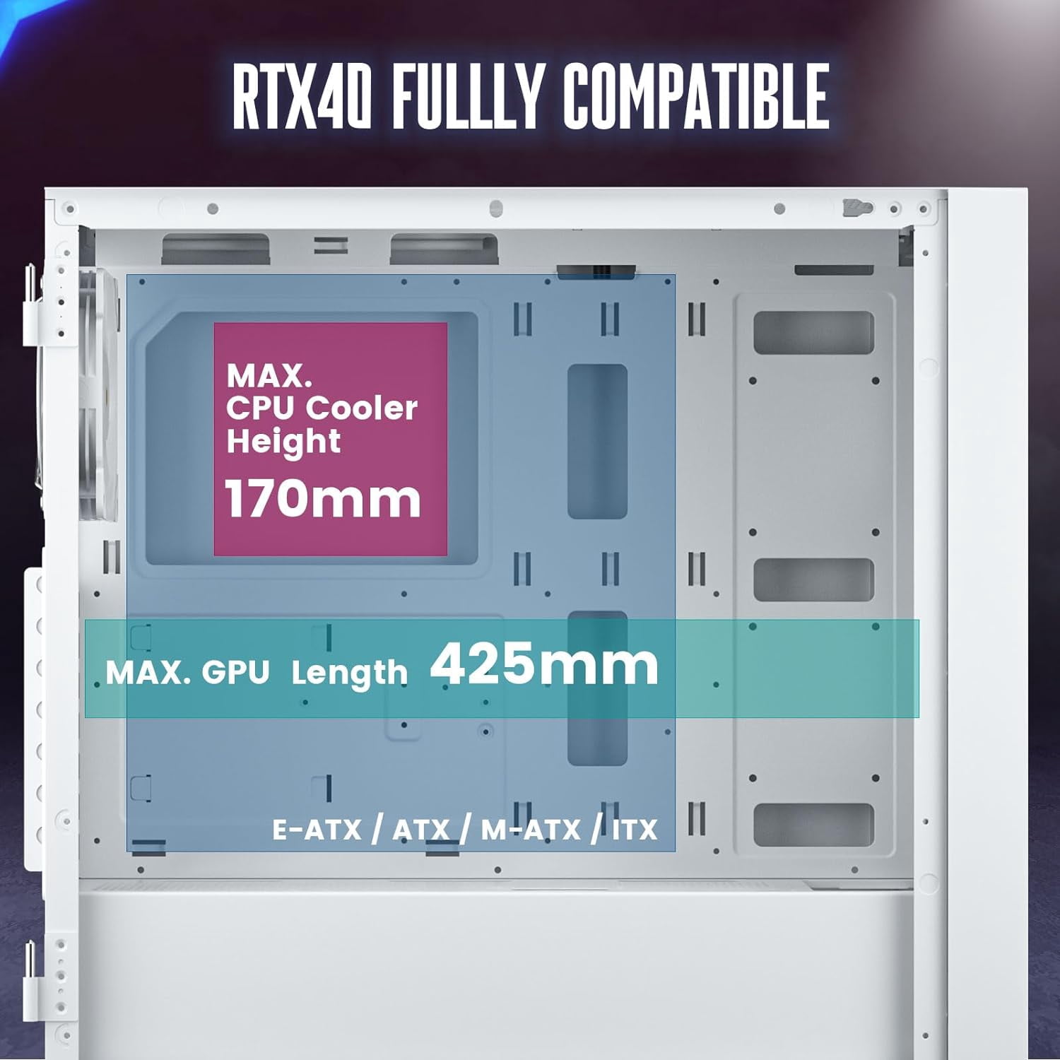 VETROO AL800 Full Tower E-ATX PC Computer Case w/Door Opening Design Tempered Glass-White