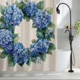 thumbnail image 2 of Blue Hydrangea Wreath Fabric Shower Curtain Linen Background Washable Shower Curtains for Bathroom, Waterproof Bath Curtain with Hooks Home Decor 72x72in, 2 of 8