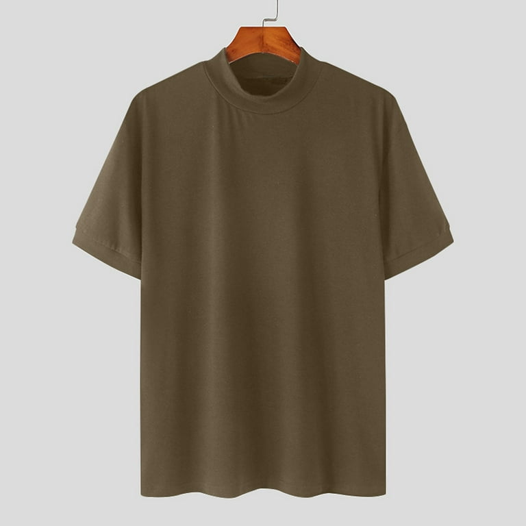 SSAAVKUY Mens Loose Short Sleeve Turtleneck T-Shirts Mock Neck