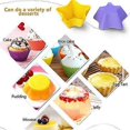 thumbnail image 2 of Forros de silicona para magdalenas, tazas para hornear reutilizables, antiadherentes, fáciles de limpiar, moldes para muffins de repostería, 4 formas redondas, estrellas, corazones, flores, 24 pi, 2 of 5