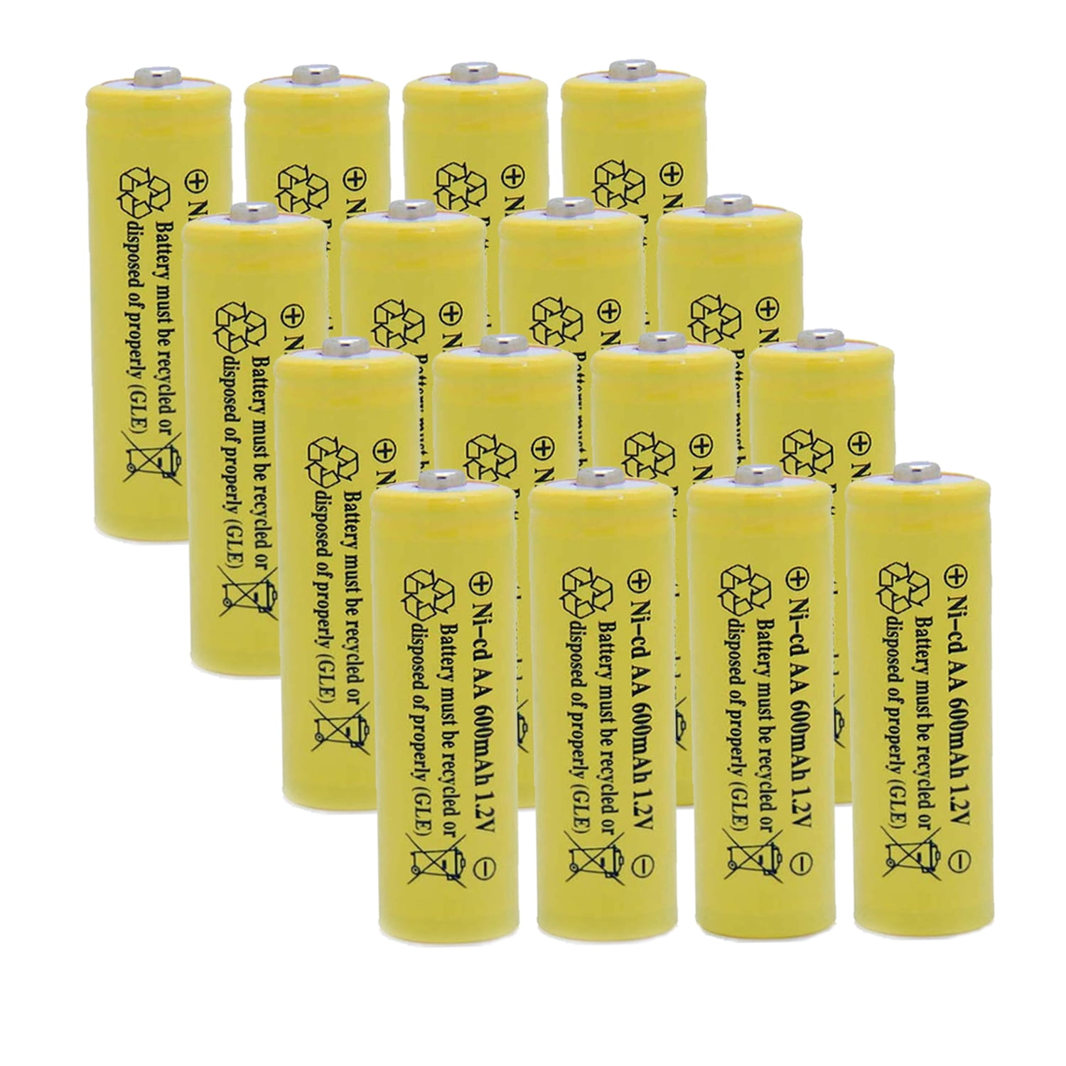(16 PACK)Solar Light Batteries AA NiCd AA 600mAh 1.2V Rechargeable for
