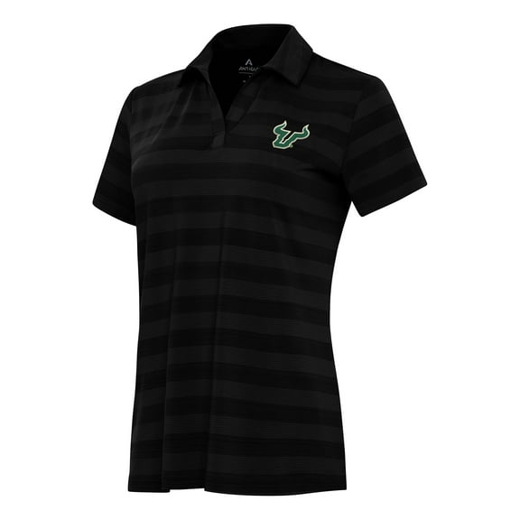 Women's Antigua Black South Florida Bulls Tunnel Polo
