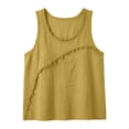thumbnail image 7 of VBVC Women's Cotton Linen Frayed Trim Tank Tops , Ladies' Casual Summer Crew Neck Blouses , Breathable Sleeveless Shirts For Women,Yellow,S-2XL, 7 of 7