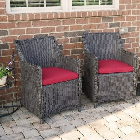 Factory Direct Patios Factory Buys Direct Sea Island Wicker Patio Lounge Chair Set With Red Cushion - Set of 2 ()
