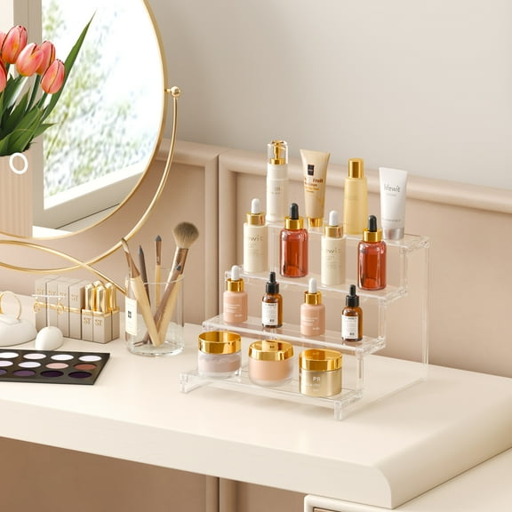 Lifewit 4 Tier Clear Display Risers Stand, Plastic Risers for Display, Plastic Organizers