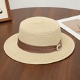 thumbnail image 6 of Fewfanhot Women Wide Brim Straw Boater Hat UPF Sun Protection Foldable Beach Fedora with Rhinestone Buckle Ribbon, 6 of 9