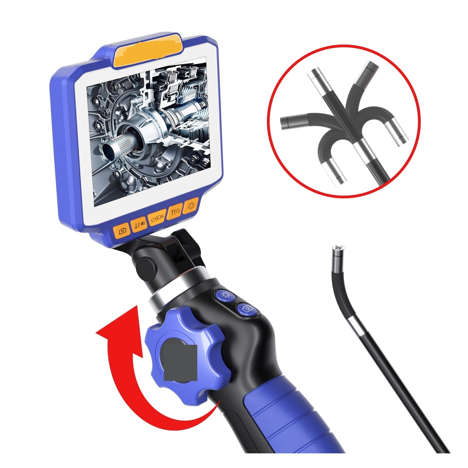 4.3Inch IPS Screen 2MP 1080P 6mm 2Way Articulate 180Degree Rotation Steering Industrial Endoscope Inspection Microscope Camera ,Stunning Clarity