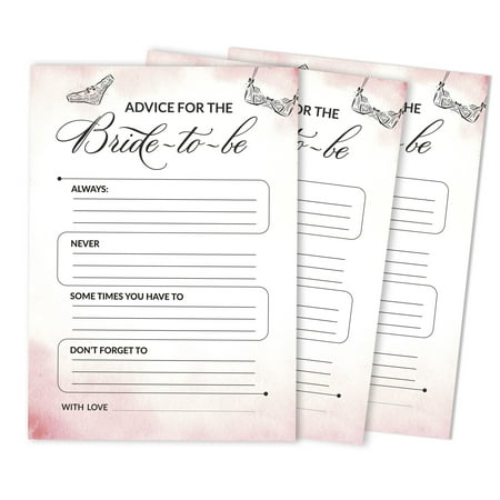 Inkdotpot Lingerie ShowerAdvice And Wishes Set Of 50 Bridal Shower Advice Game ActivityCards