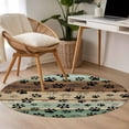 thumbnail image 4 of Round Rugs 3Ft, Teal Brown Round Area Rug Washable Indoor Throw Carpet, Pet Paw Printed Farmhouse Dog Claws Wood Grain Small Non Slip Circle Rug for Bedroom Living Room Home Decor Aesthetic, 4 of 8