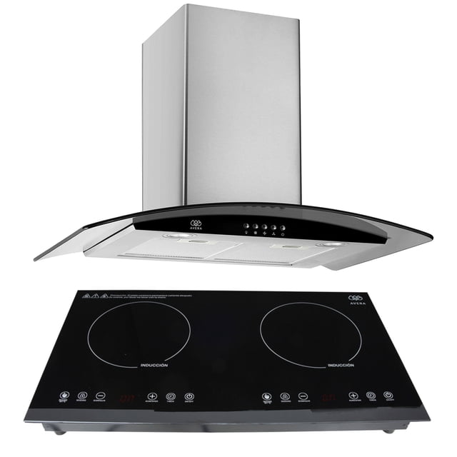 Combo Parrilla de Inducción AVERA 2 Quemadores PIV2 Campana de Pared 76 cm CEV60C