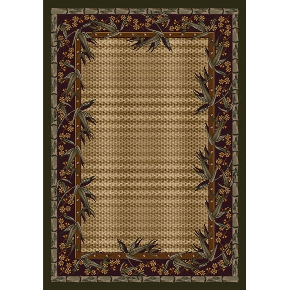 Milliken Innovations Area Rug OSAKA OLIVE Osaka Olive Petals Vines 5' 4" x 7' 8" Rectangle