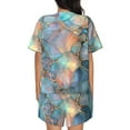 thumbnail image 6 of Balery Pastel Abstract Fluid Art Pattern Womens Pajama Sets 2 Piece Soft Short Sleeve Top and Shorts Sleepwear Round Neck Pjs Lounge Set with Pockets-Medium, 6 of 7