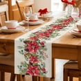 thumbnail image 5 of Christmas Poinsettia Table Runner 70 Inches Long Farmhouse Dress Scarves, Xmas Birds Berries Eucalyptus Botanical Dining Tablerunner for Coffee Table/Kitchen Island/Party Décor, 13" x 70", 5 of 8