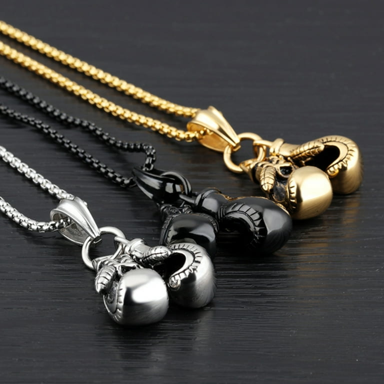 Mens gold boxing shop glove necklace