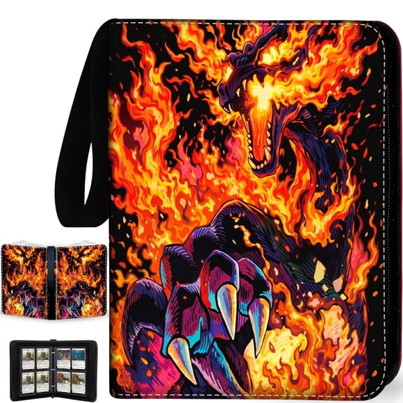 Carpeta para cartas MeowLux de 440 bolsillos, de 3 anillas, Fire Dragon