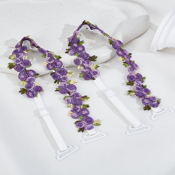 1 Pair Adjustable Bra Straps Flower Embroidered Lace Shoulder Straps for Women Tops Dress 290~330x21.5x4.5mm