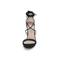 thumbnail image 2 of BLISSFUL STEP Women's Shoes Stiletto High Heel Ankle Wrap Tie Open Toe Faux Suede Sandals Black 5, 2 of 8