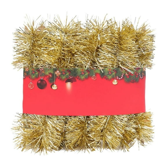 Christmas Tinsel Garland Xmas Metallic Tinsel Twist Garland Glitter Christmas Tree Hanging Wreath Decor for Staircase Railing Banister Indoor Outdoor Ornament (Gold and Green)