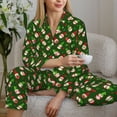 thumbnail image 6 of Salouo Gnomes In Caps Pattern Women's Pajamas Set Long Sleeve Button Down Sleepwear Soft Pj Lounge Sets for women 2 Piece Pjs Set with Long Pants-Small, 6 of 7
