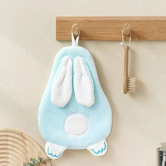 Adorable Ribbit-Inspired Hand Towel - Super Absorbent, Soft Fabric for Kitchen & Bathroom, Heartwarming Design with Hanging Loop, Machine Washable, Light Blue
