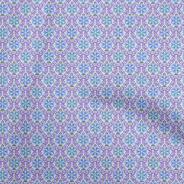 oneOone Polyester Spandex Blue Fabric Asian Suzani Craft Projects Decor Fabric Printed By The Yard 56 Inch Wide