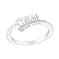 thumbnail image 2 of AFFY Mother's Day Jewelry Gifts Round Shape White Cubic Zirconia Mom Promise Ring In 14k White Gold Over Sterling Silver Ring Size-9, 2 of 3
